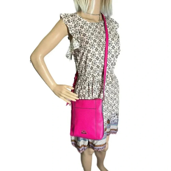 JONES NEW YORK SIGNATURE Pink Bag Crossbody Purse Adjustable Strap Vegan Leather - Picture 1 of 11